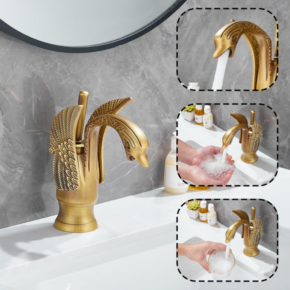 Antique Bronze Brass Bathroom Faucet – Single Handle Basin Sink Mixer Tap - Image 3